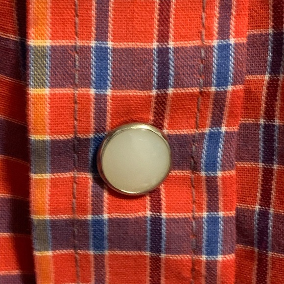 DeeCee Rangers XL Western Shirt Pearl Snaps Red 17 17 1/2 Long Sleeve USA - Picture 4 of 8